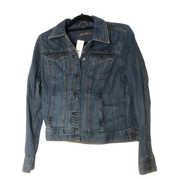 NWT Eddie Bauer Jean jacket repeated in red women’s size Small - Picture 2 of 6